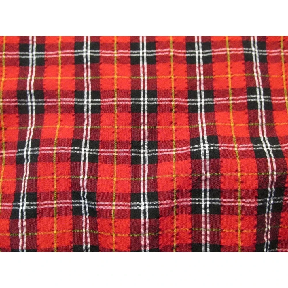 Old Navy Women XL Red Plaid Peasant Top Puff Sleeve Smocked Modal Blouse